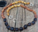 Baltic Amber Anklet - AdjustableUnpolished Tri-Color Baltic Amber Anklet - AdjustableUnpolished Tri-Color