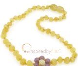 Baltic Amber Necklace - Kids Unpolished Lemon Lepidolite Flower - All Kids Sizes Baltic Amber Necklace - Kids Unpolished Lemon Lepidolite Flower - All Kids Sizes