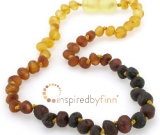 Baltic Amber Necklace -  Kids Unpolished Tri-color - All Kids Sizes Baltic Amber Necklace -  Kids Unpolished Tri-color - All Kids Sizes