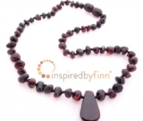 Baltic Amber Necklace - Kids Polished Pendant Dk Cherry - Size 11.5-12.5 Baltic Amber Necklace - Kids Polished Pendant Dk Cherry - Size 11.5-12.5