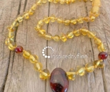 Baltic Amber Necklace - Kids Polished Pendant Golden Cherry - All Kids Sizes Baltic Amber Necklace - Kids Polished Pendant Golden Cherry - All Kids Sizes