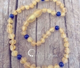Baltic Amber Necklace - Kids Unpolished Yellow + Lapis Lazuli, All Kids SizesInspired By Finn