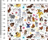 1yd cut Small White Sketchy Dogs Swim Retail