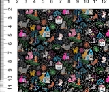 1yd cut Mini Black Sketchy Cats cotton lycra Retail