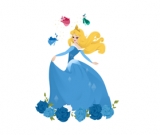 Blue Princess on white Panel Woven