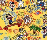 1yd Cut Sketchy Cruise Large Scale Yellow Cotton Lycra