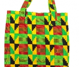 Authentic Ghanaian Kente Print Tote Bag | 17x17 Eco-Friendly Cotton Shoulder Bag