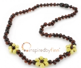 SALE! Baltic Amber Adult/Adolescent Necklace - Polished White Flower SALE! Baltic Amber Adult/Adolescent Necklace - Polished White Flower