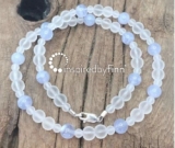 Curbs Anxiety, Worry, Fear, Panic, Anger,Adult Blue Chalcedony Necklace Curbs Anxiety, Worry, Fear, Panic, Anger,Adult Blue Chalcedony Necklace
