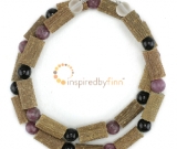 Lepidolite & Black Tourmaline Gemstones & Hazel Necklace - Relaxation - Adult Sizes Lepidolite & Black Tourmaline Gemstones & Hazel Necklace - Relaxation - Adult Sizes