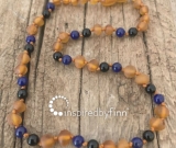 Unpolished Cider Baltic Amber + FOCUS & CONCENTRATIONAdult Necklace Unpolished Cider Baltic Amber + FOCUS & CONCENTRATIONAdult Necklace